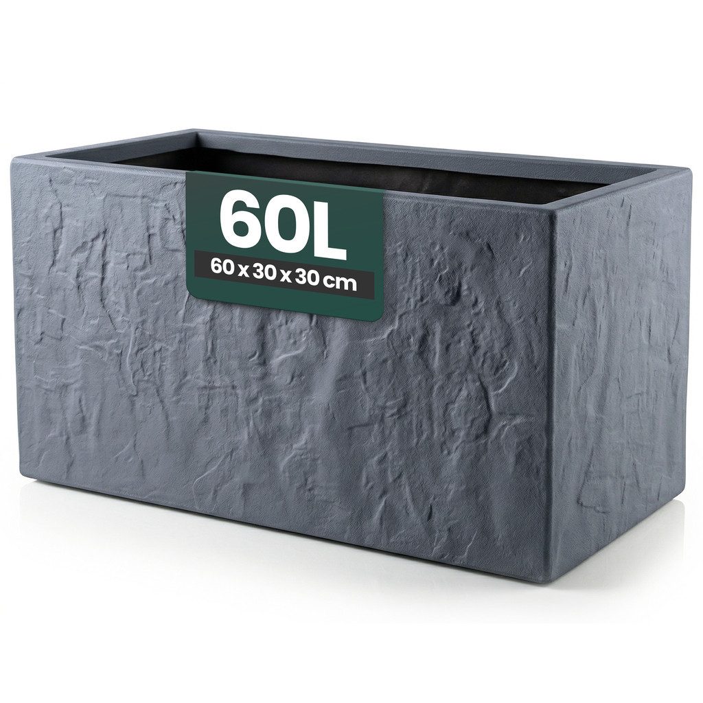 Kreher Blumenkasten 'Riven' aus Kunststoff - Stein Optik - 60x30x30 cm (Farbe wählbar) (1 St)