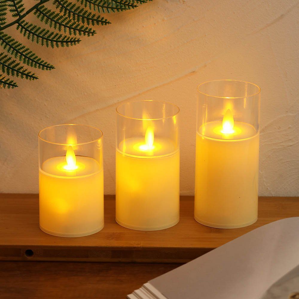 beweglichem mit Hochzeitstisch Flammenlose für Rosnek (1-tlg), Weihnachtsdeko LED-Kerze Stumpenkerzen, Batterie, Docht; LED Halloween
