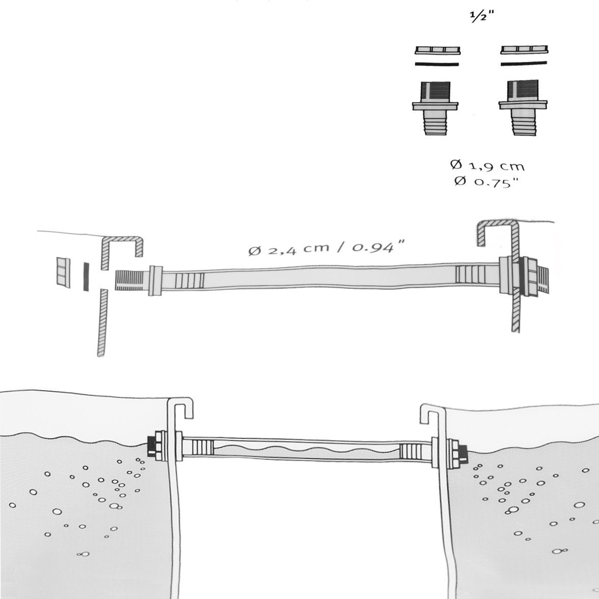 Graf Wasserreservoir Graf Regentonnenverbinder Überlauf Universal Tonne, 0 l