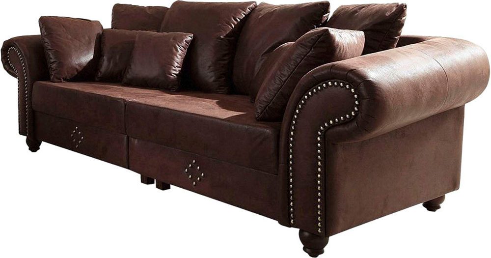 Home affaire Big-Sofa King George Mega Sofa, viel Platz, Federkern, Ziernägel