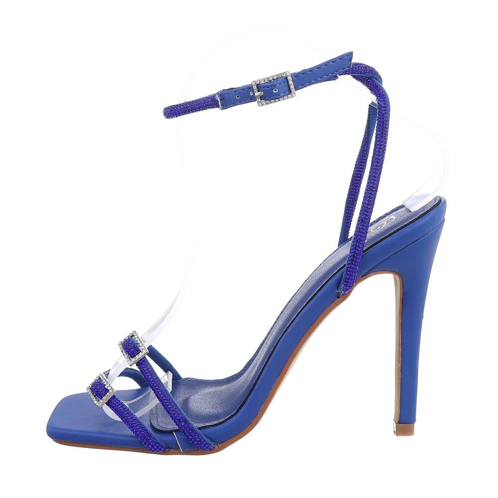 Ital-Design Damen Abendschuhe Elegant Sandalette Pfennig-/Stilettoabsatz  Sandalen & Sandaletten in Blau