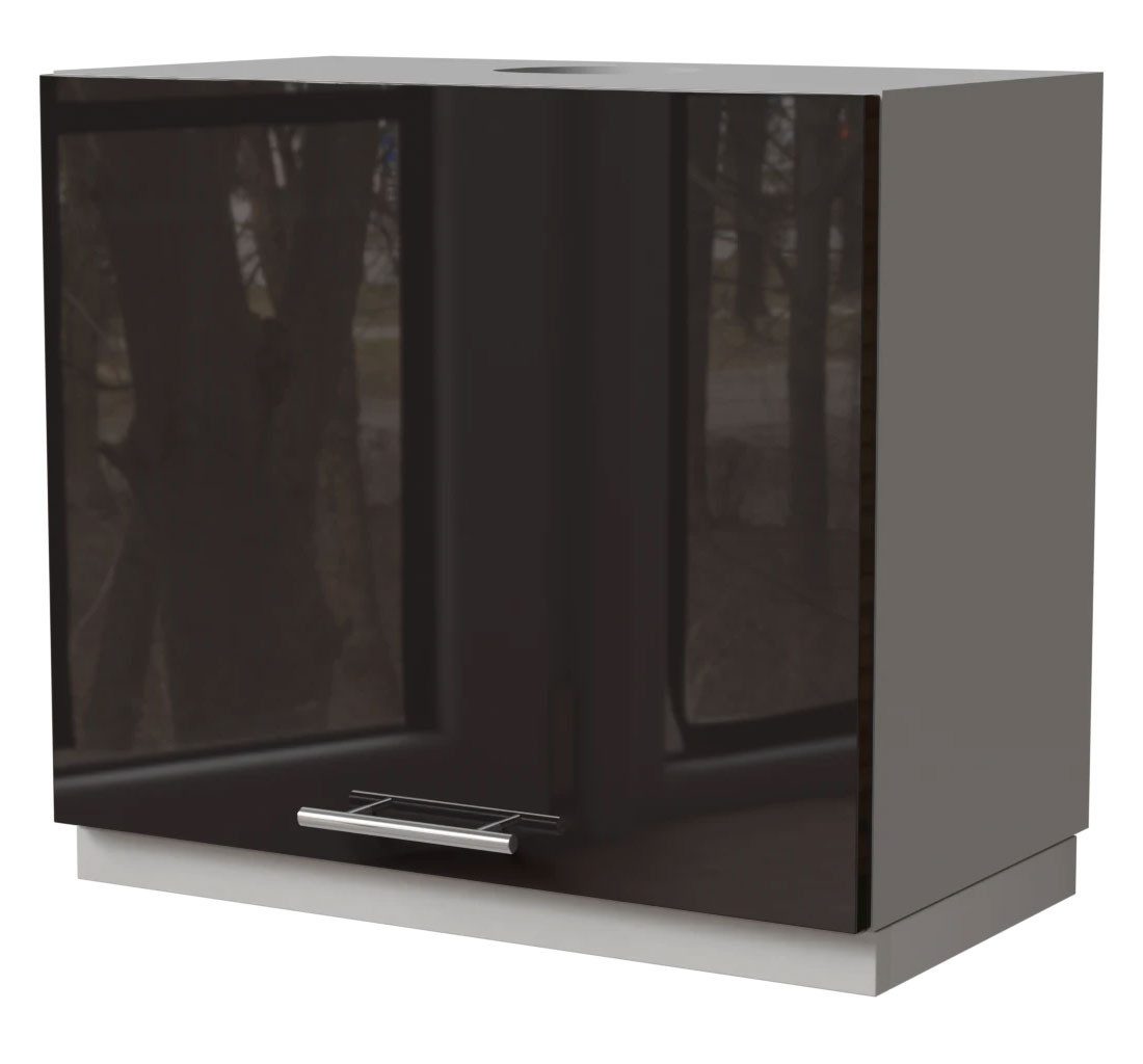 Feldmann-Wohnen Klapphängeschrank Essen (W8/60, 1 Klappe, innen 1 Fach, 1-St., moderne Optik, lackierte Fronten) 60x32,5x50cm grau - schwarz Hochglanz (ES-W8/60)