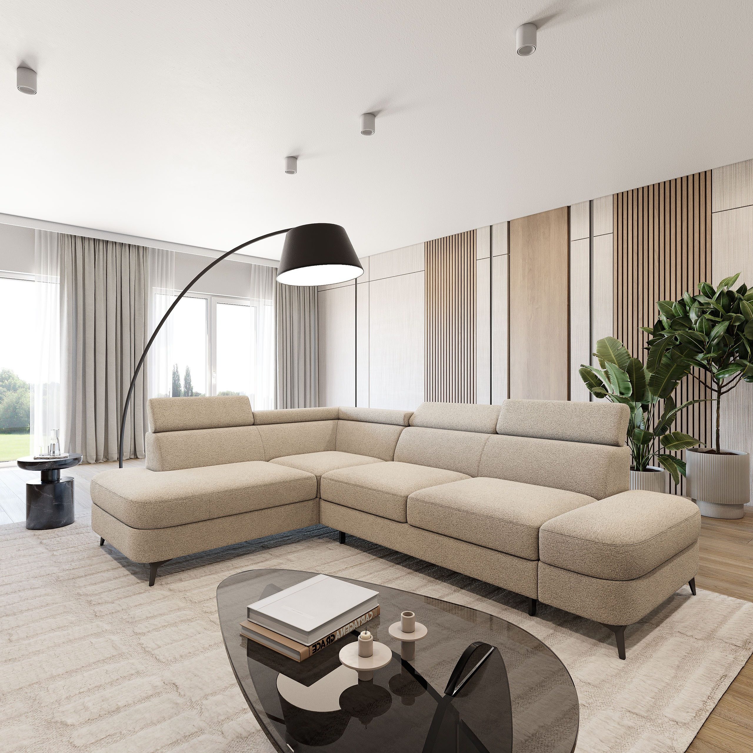 Masseno Ecksofa AVISE mit Schlaffunktion L-Form, Sofa mit Bettkasten