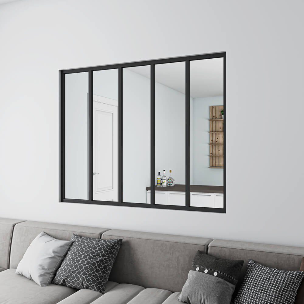 Trennwandplatten Aluminium, Fenster duschspa Glaswand 1530x1080x4mm ESG Trennwand schwarzes (Set)