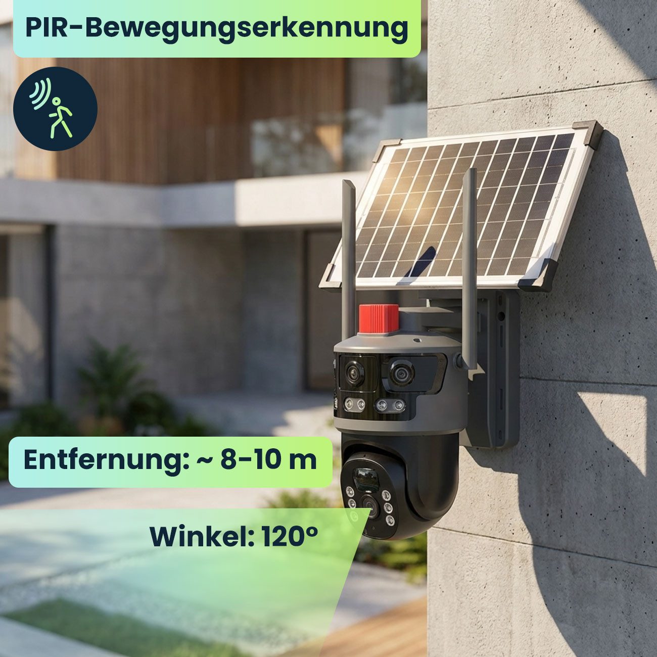 Technaxx Überwachungskamera 4G Dual-Kamera Akku Solarmodul Outdoor, 2x 3MP Full HD PIR IP65 App (4G Solar-Überwachungskamera mit Dual-Objektiv 3MP+3MP Farbnachtsicht)