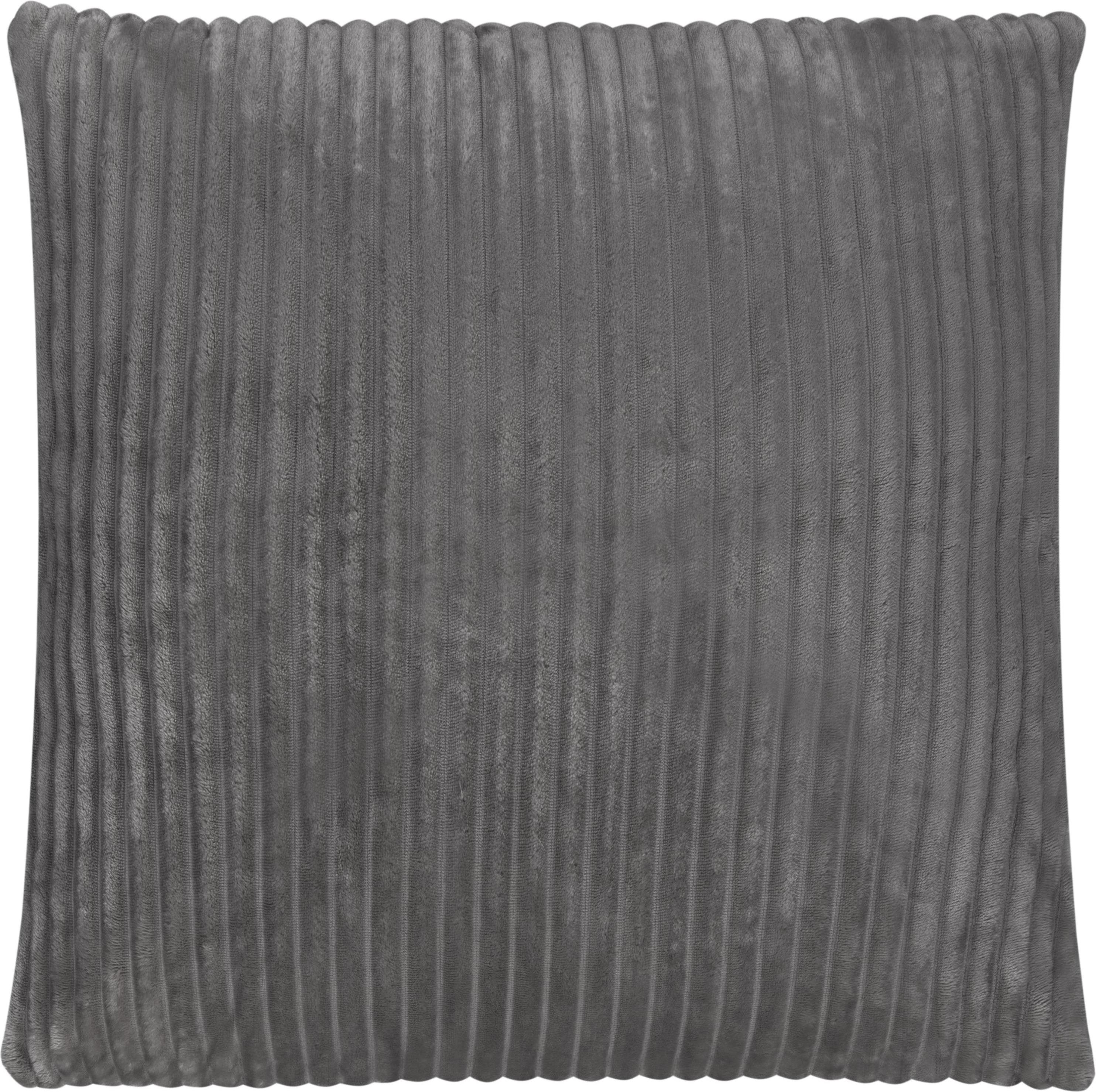 Dekokissen Aspero Set aus Dunkelgrau Material hautsympathischem Sofakissen Streifen-Flanell Kissenbezüge cm, 4er aus 45x45 Weiche