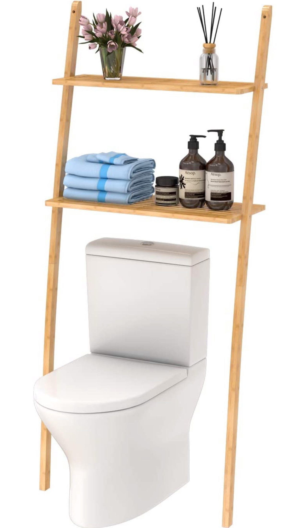 little dove Badregal Toilettenregal Waschmaschinenregal platzsparendes Badregal aus Bambus Bad WC