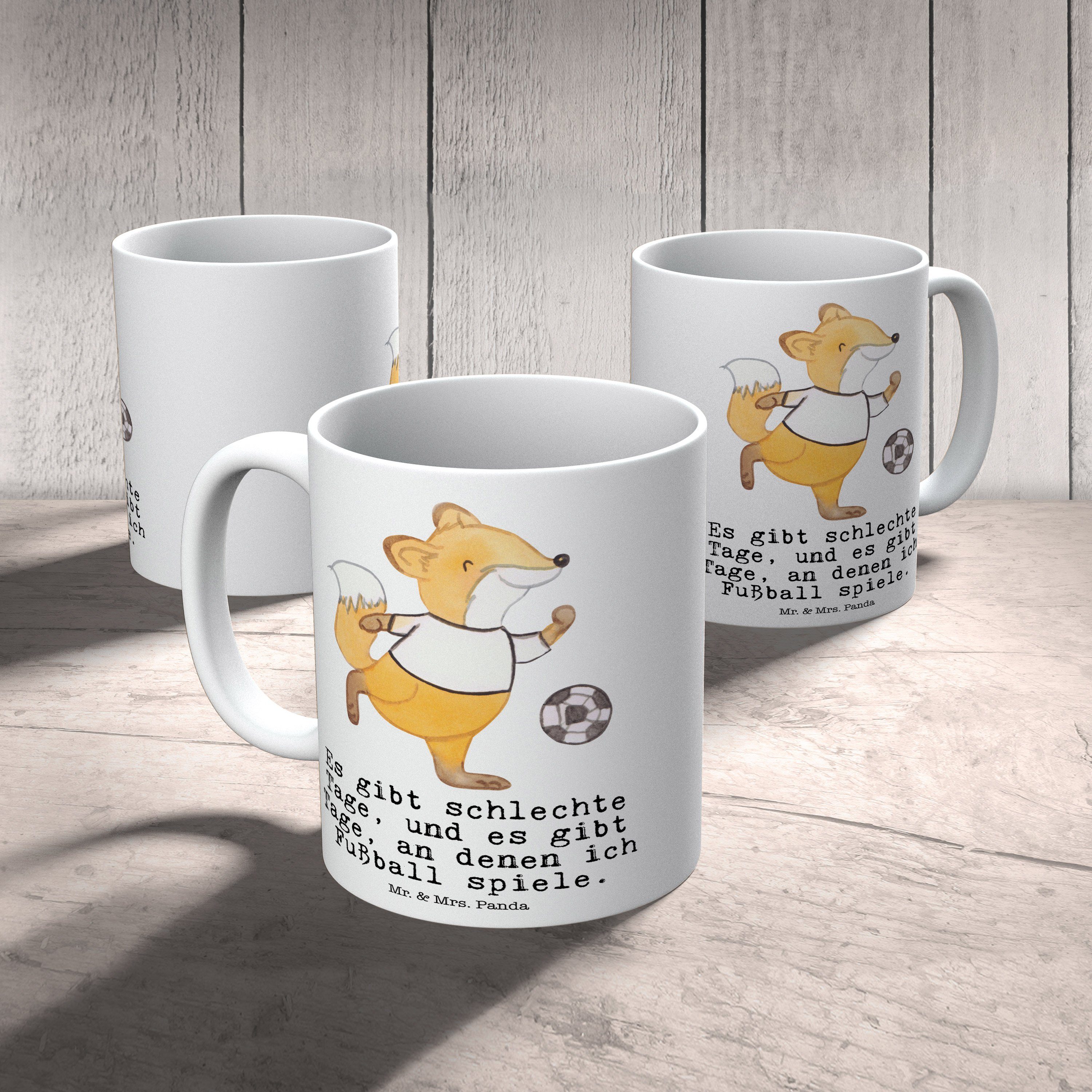 spielen Tasse, Keramik Tage Weiß Tasse Bolzplatz, Fuchs Geschenk, - Mr. Mrs. & Panda - Fußball Büro