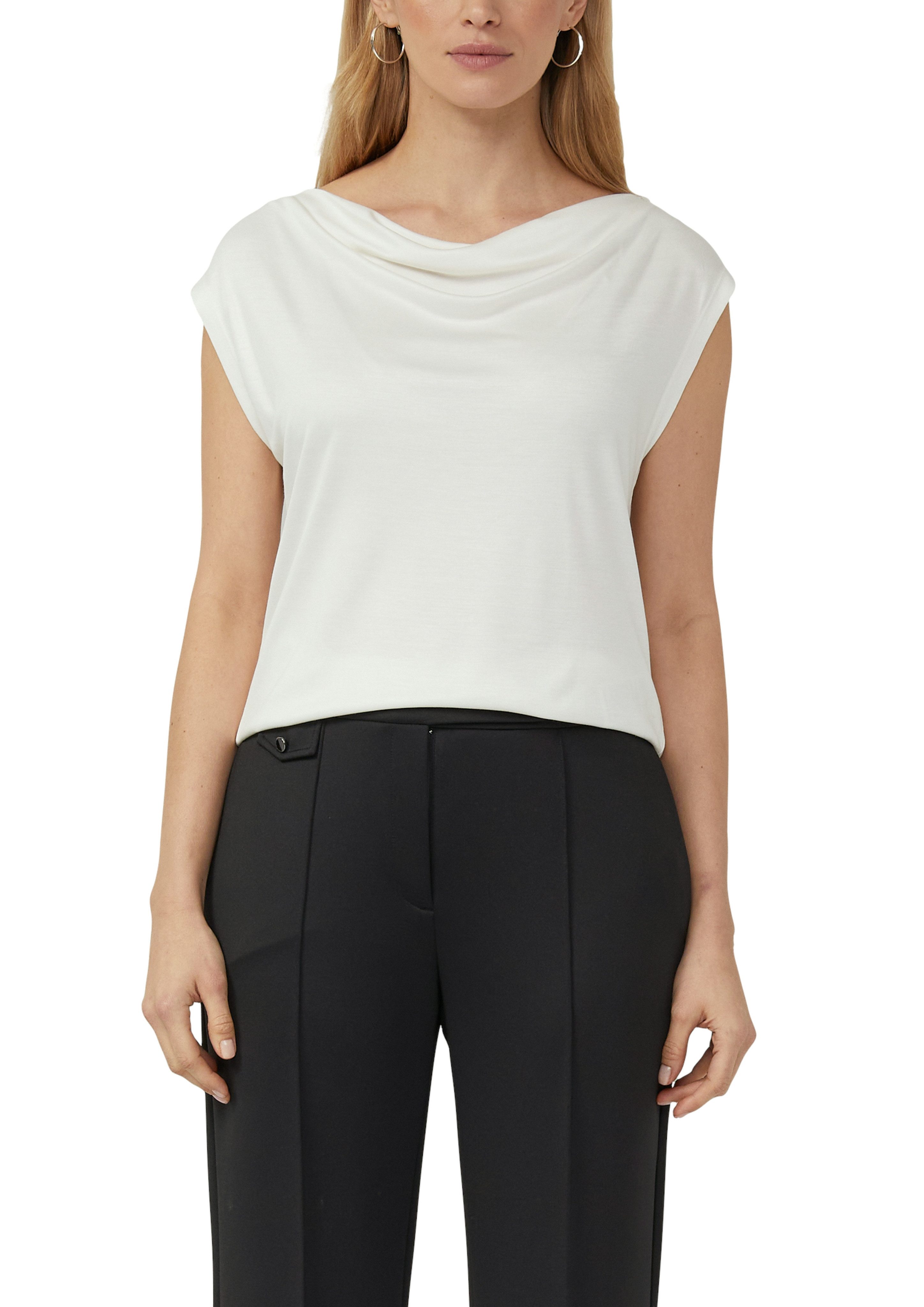 s.Oliver BLACK LABEL Wasserfallshirt mit Wasserfall-Kragen und aus reiner Viskose