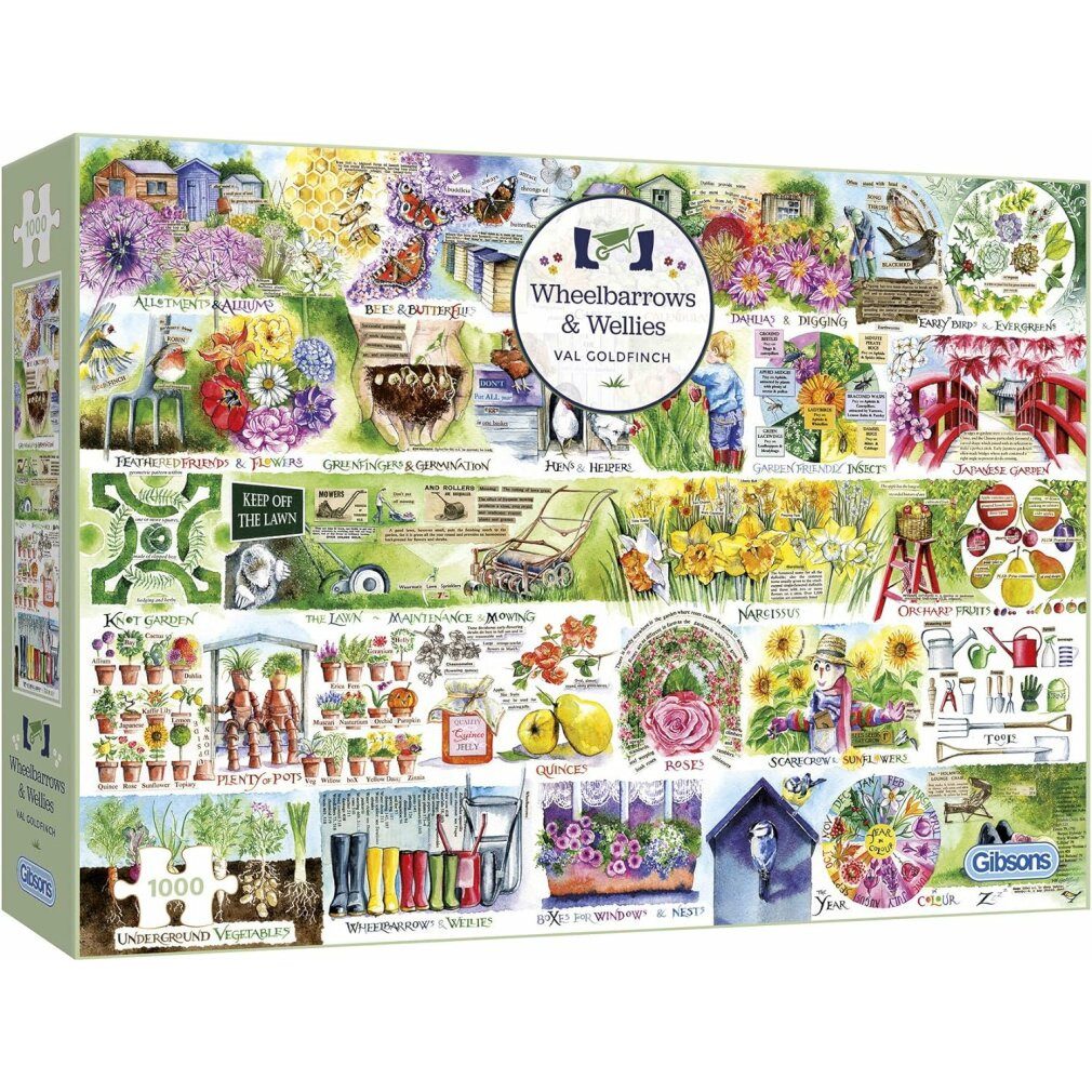 GIBSONS Puzzle Puzzle Schubkarren und Stiefel 1000 Teile, Puzzleteile