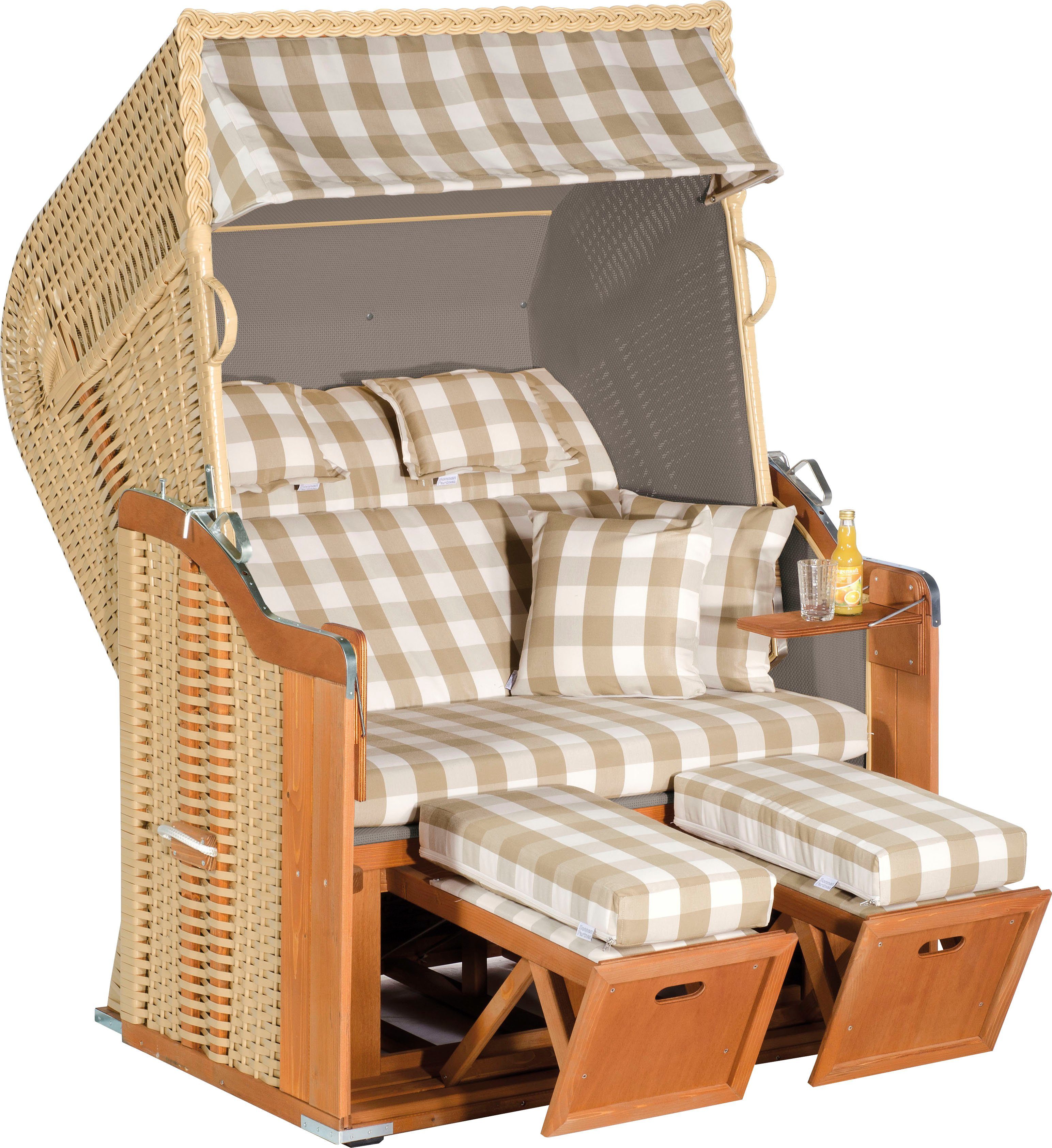 Halblieger, Rustikal SunnySmart Strandkorb 255 cm, 125x90x160 Ostsee-Modell Plus, BxTxH: