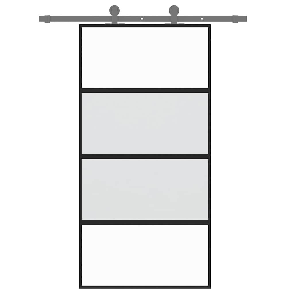 vidaXL Haustür Schiebetür Schwarz 102,5x205 cm Hartglas und Aluminium (1-St)