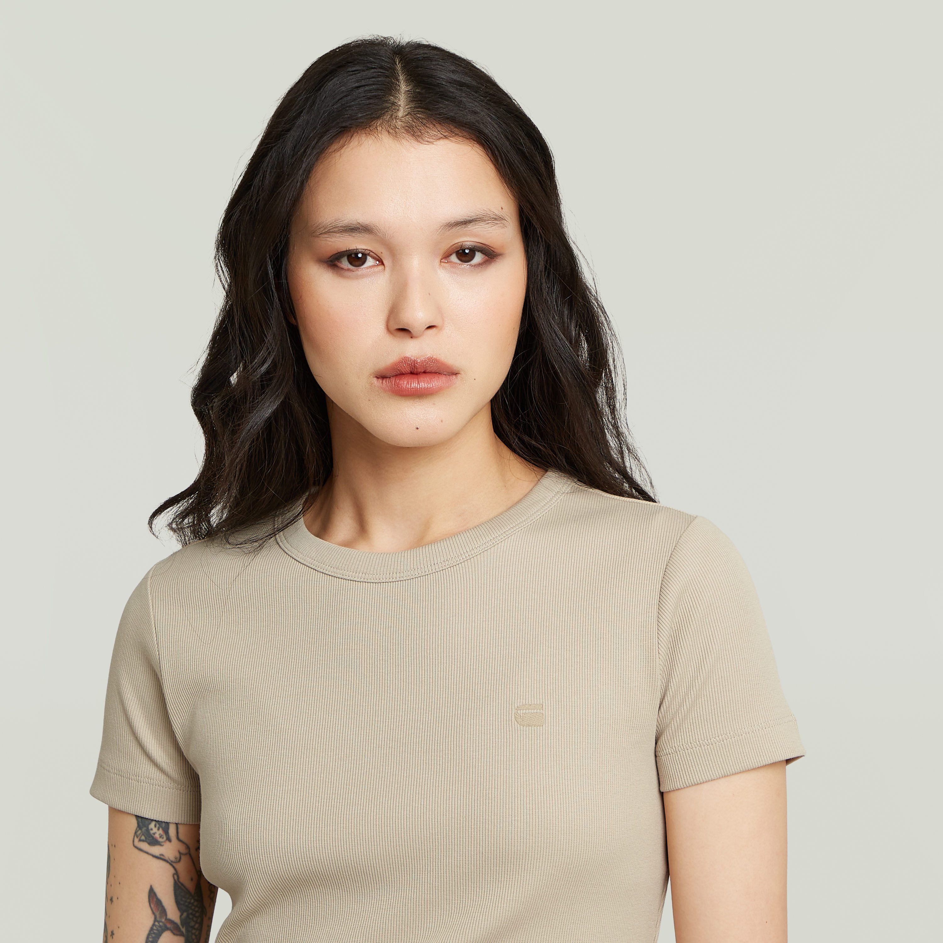 G-STAR T-Shirt Slim Rib Wmn in Rundhalsform