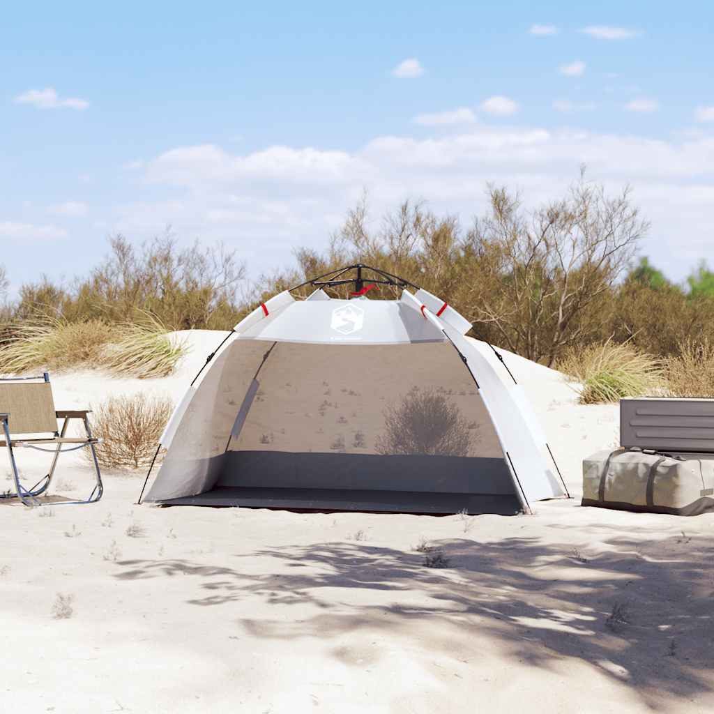 furnicato Strandmuschel Strandzelt Quick-Release 195x101x115 cm Grau, Sonnenschutz-Zelt mit Quick-Release-System und inkl. Tragetasche