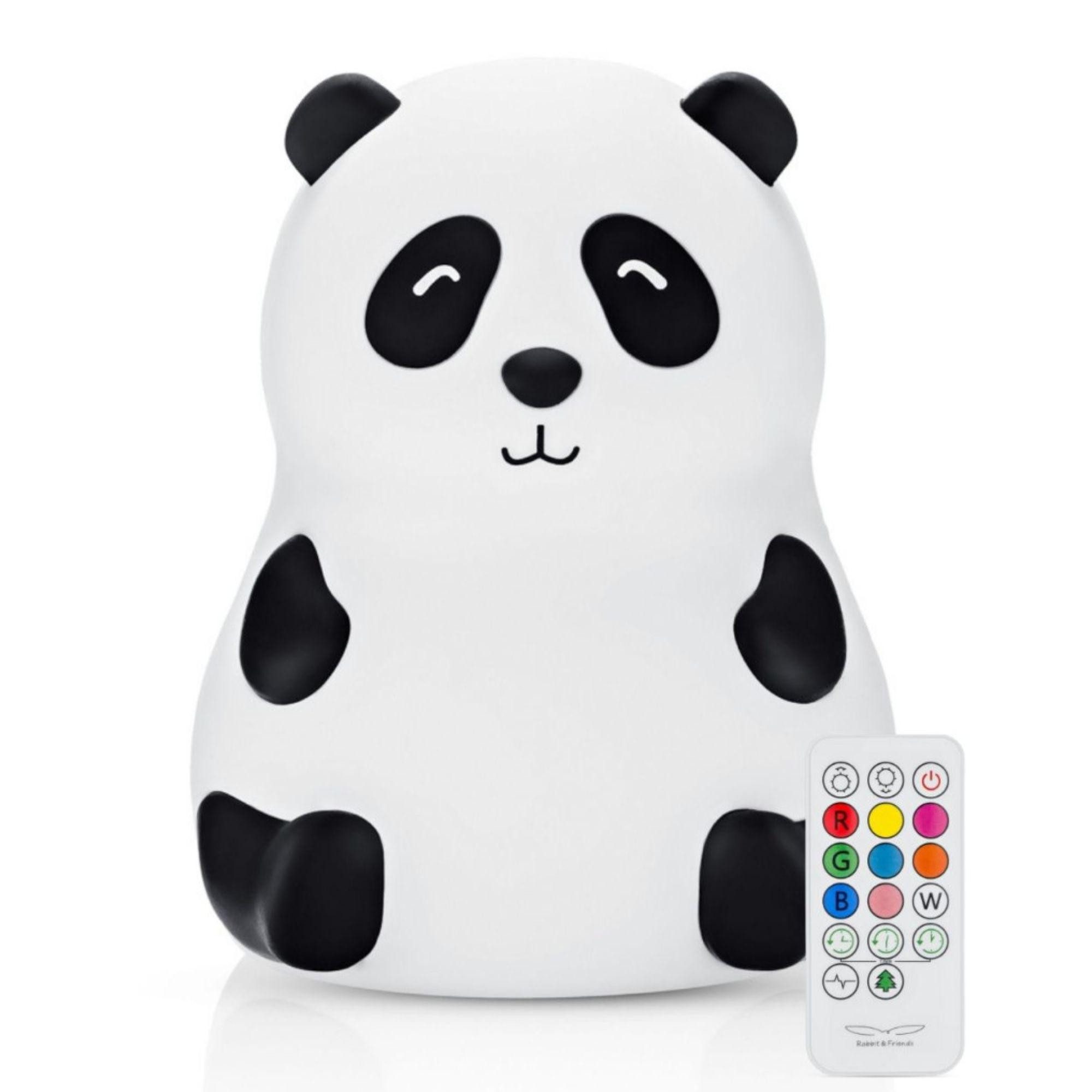 Rabbit & Friends LED Nachtlicht Panda Silikon Lampe mit Fernbedienung, LED fest integriert