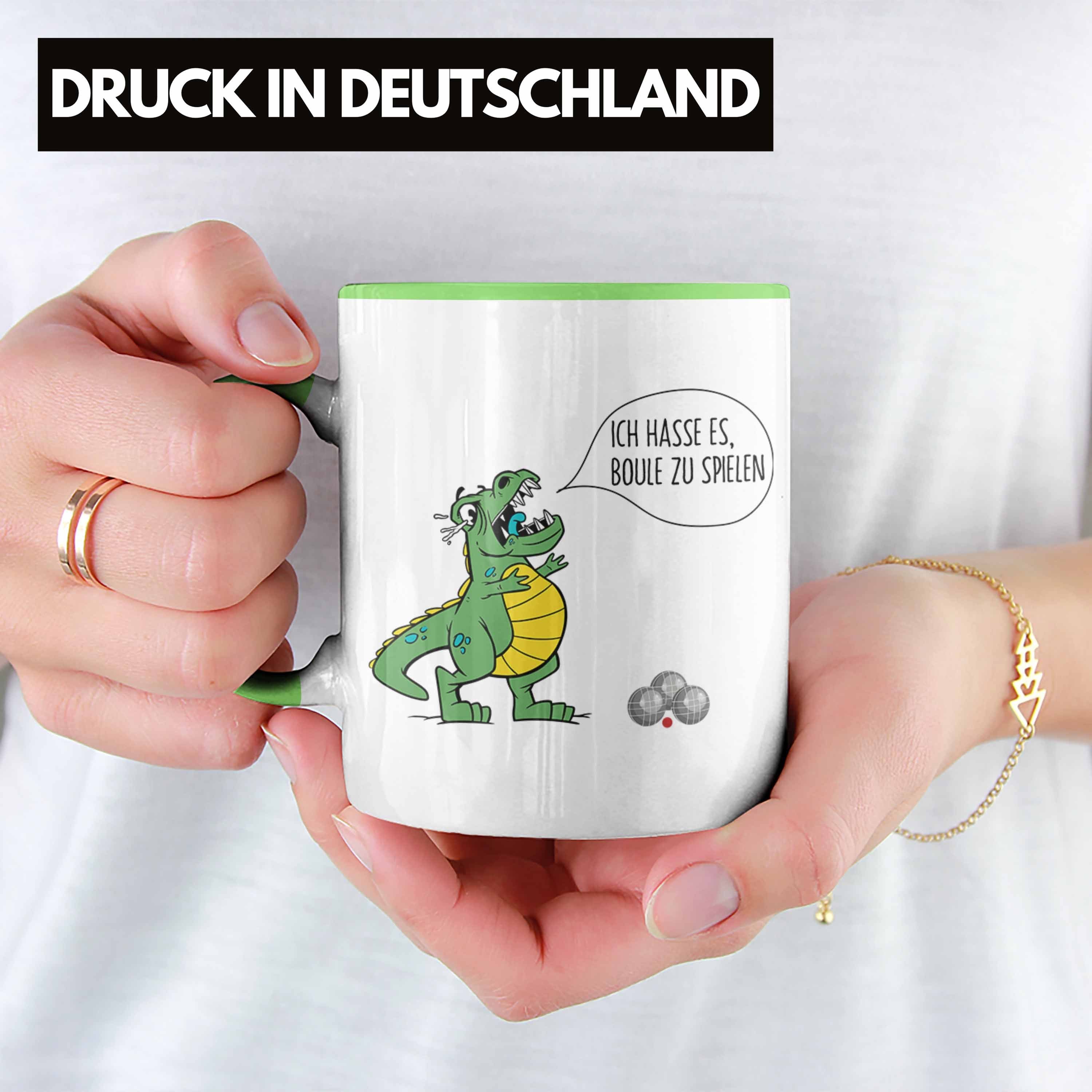 Tasse Geschenk Spruch Dino Boule Geschenkidee Trendation Ich Tasse T-Rex Grün Boule-Spieler