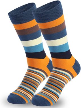 Alster Herz Freizeitsocken 5 Paar Herren Socken bunt Streifen Ringel, Baumwollmix 39-46, A0574 (5-Paar) aus BAUMWOLLE in verschiedenen MUSTERN