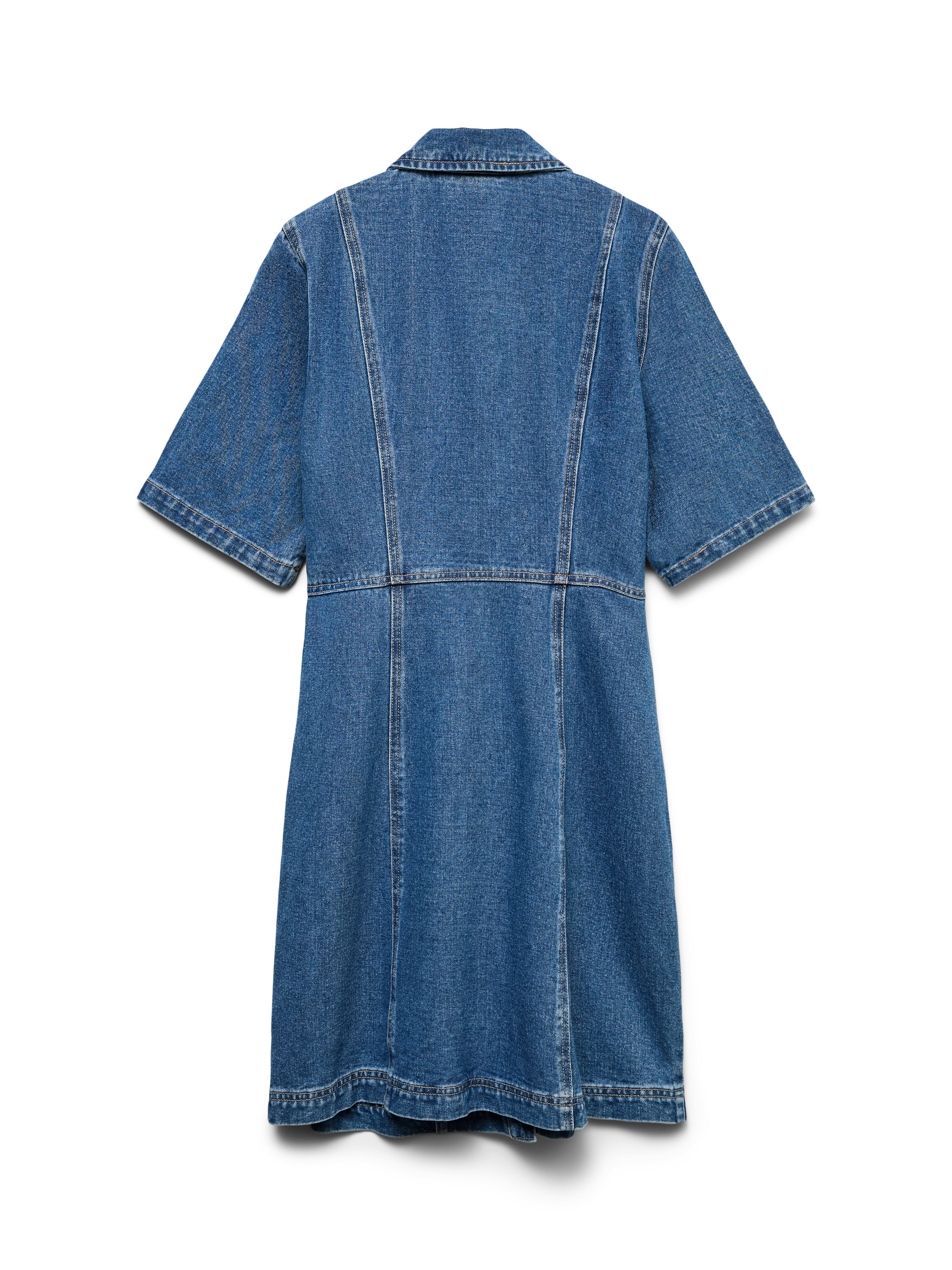 Vero Moda Jeanskleid VMDAISY 2/4 SHORT DENIM DRESS NOOS Baumwolle – Bild 5 von 5