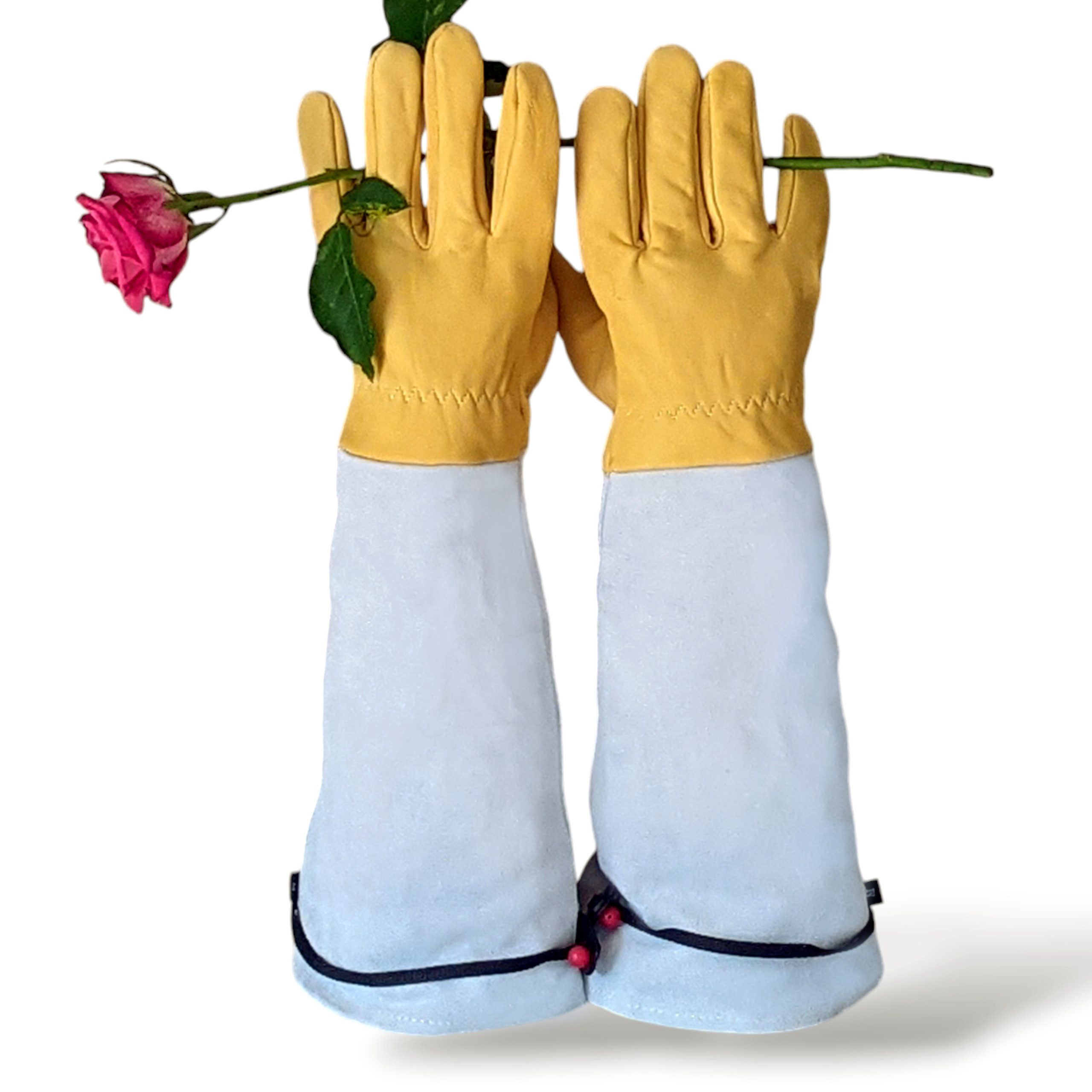 MyOma Gartenhandschuhe Lange Rosenhandschuhe aus Leder (1 Paar) im Rosendesign