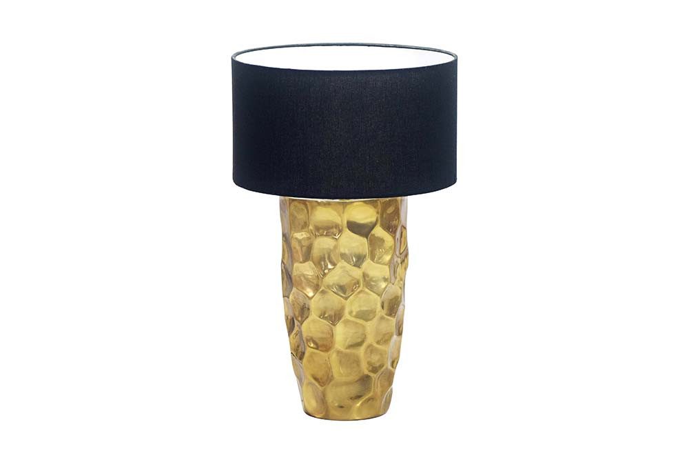 riess-ambiente Tischleuchte AURELIA 55cm gold/schwarz - Hammerschlag-Design, Stoffschirm, Metall, Ein-/Ausschalter, ohne Leuchtmittel, handgefertigt & leicht zu kombieren – ideal für Wohn- & Schlafzimmer