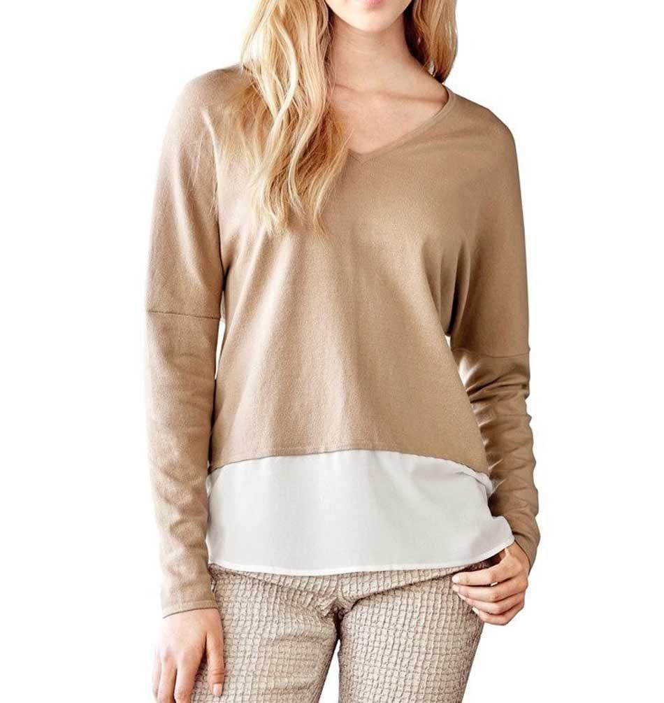 heine Troyer TRAVEL COUTURE BY HEINE Damen 2-in-1-Feinstrickpullover, sand-creme