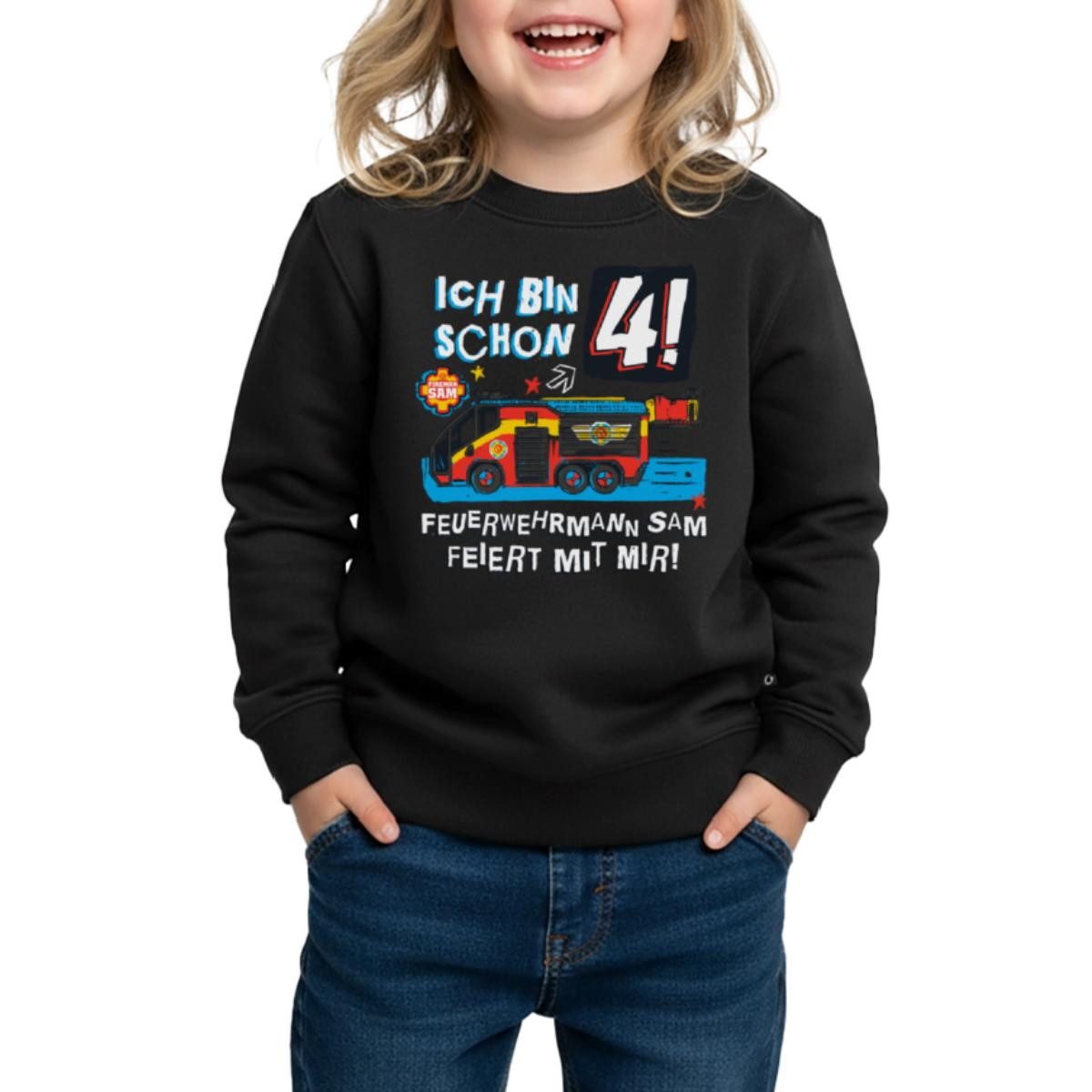 Sweatshirt Feuerwehrmann Sam Geburtstagsdesign 4 Jahre Kinder Premium Pullover
