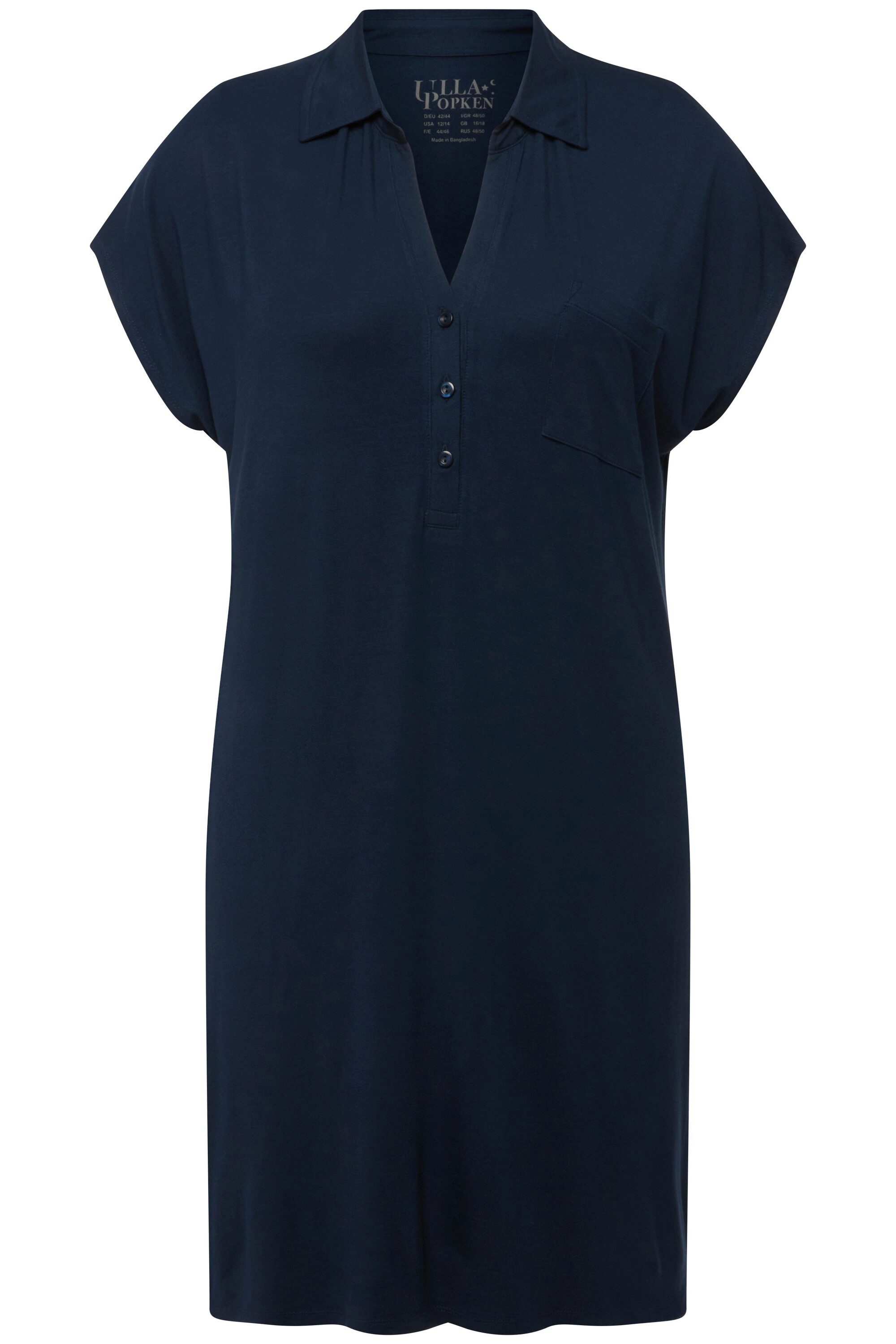 Ulla Popken Nachthemd Nachthemd oversized Hemdkragen V-Ausschnitt günstig online kaufen