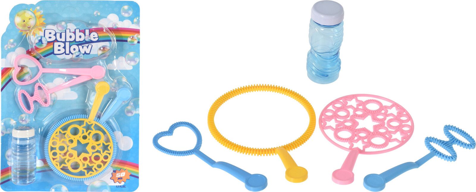 Koopman Seifenblasenspielzeug Seifenblasen Kinderspielzeug Kinder Spielset, 5tlg, Inkl. 50ml Lauge, diverse Pusteformen, Gartenset, Spielzeug