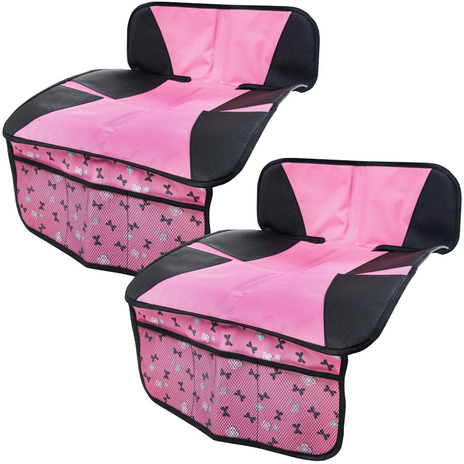 WALSER Kindersitzunterlage 2x Schutz-Unterlage Schon-Bezug Kindersitz Pink, Set, 1-tlg., 1x Unterlage für Kindersitz, Auto Sitz-Schoner KFZ Autositz-Auflage Netzfächer Isofix geeignet