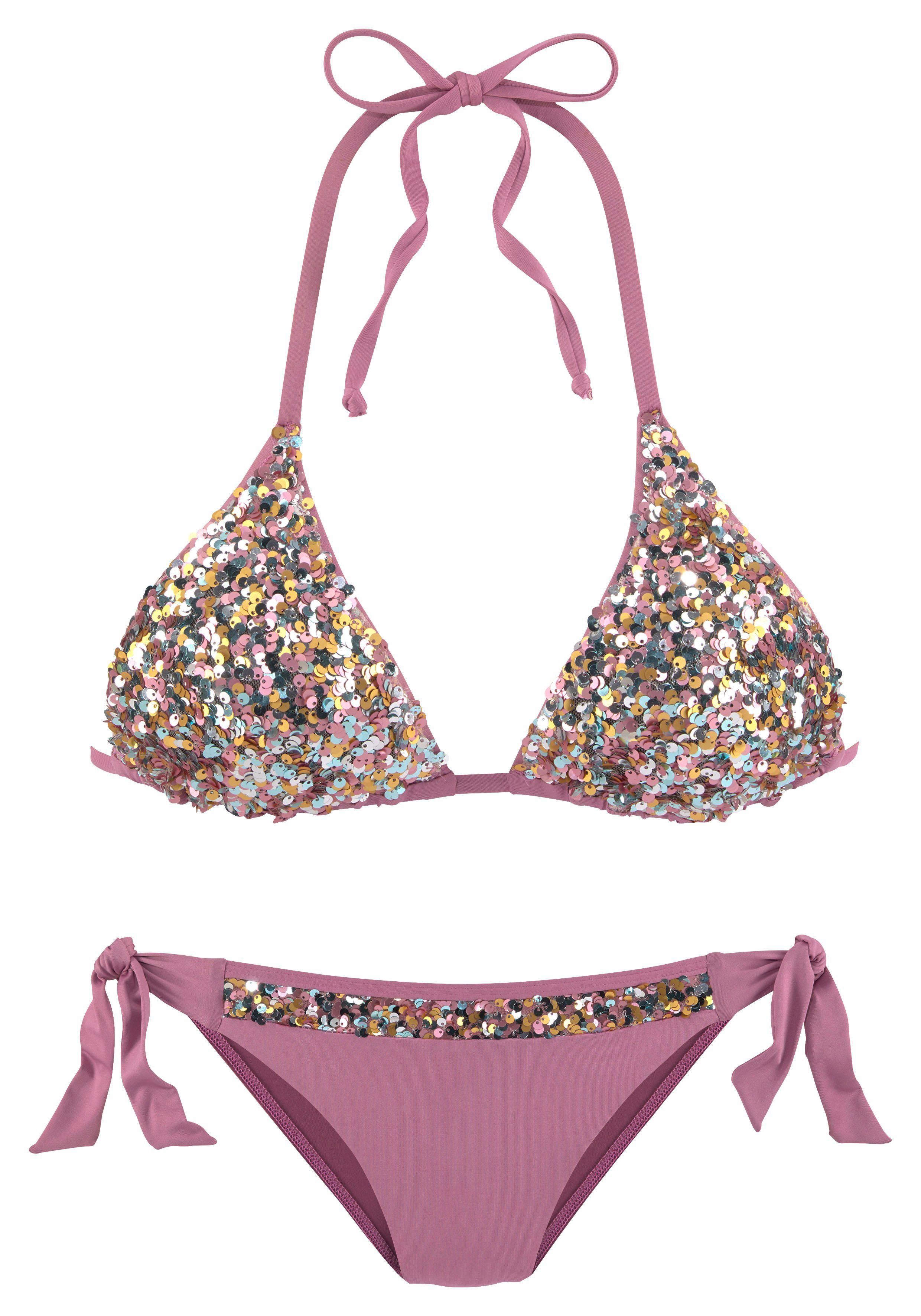 LASCANA Triangel-Bikini Mit glänzenden Pailletten günstig online kaufen