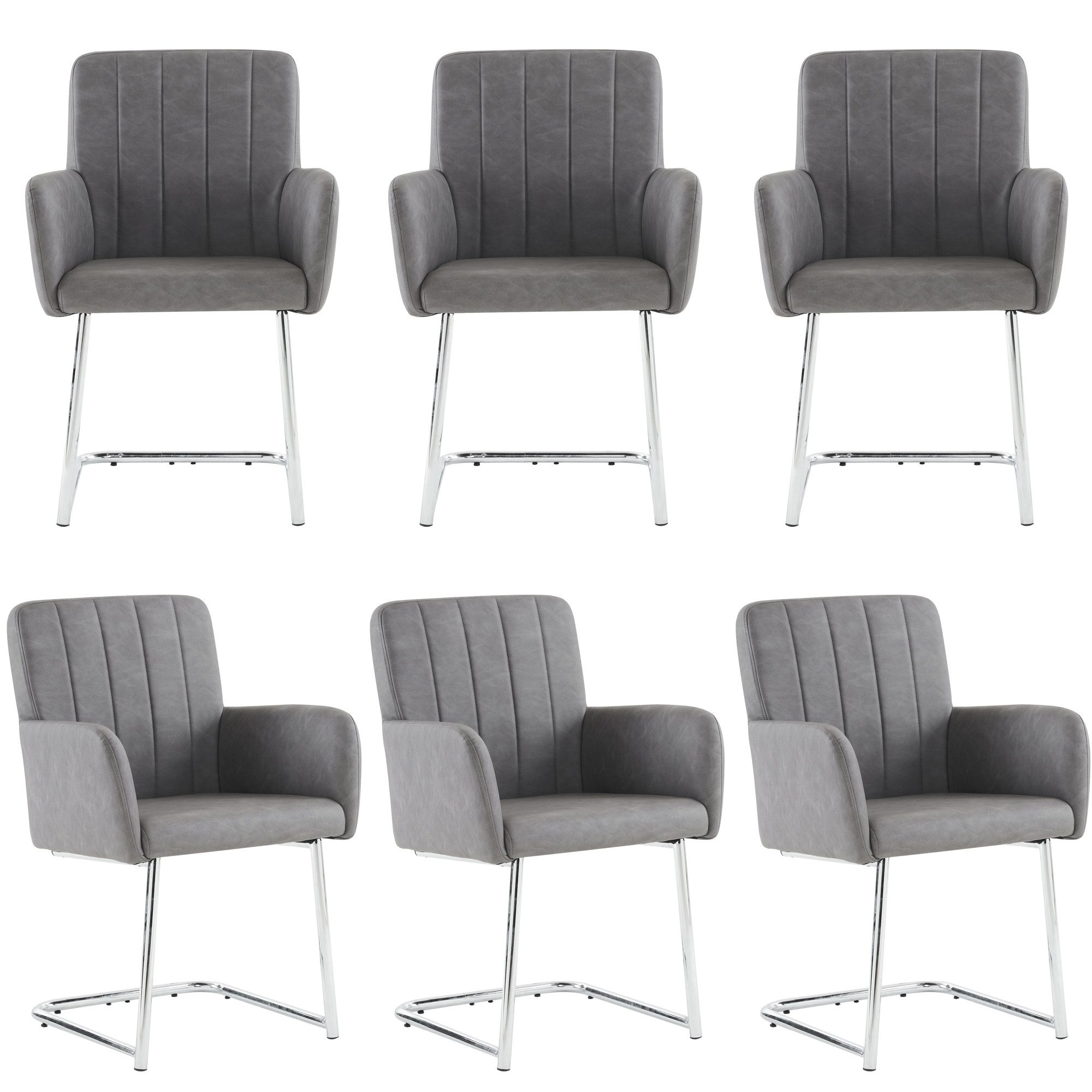 Flieks Freischwinger (Set, 6 St), 6er Set Esszimmerstuhl Kunstleder Polster günstig online kaufen