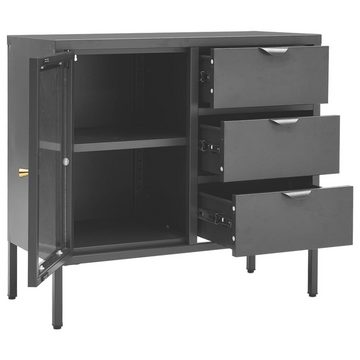 möbelando Sideboard Industial (B/H/T 75 x 70 x 35 cm), aus Metall in Anthrazit mit 3 Schubladen und einer Tür