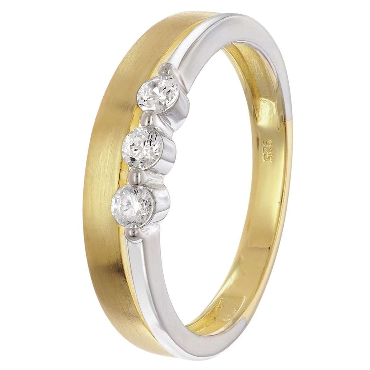 trendor Silberring 28072, Damenring 925 Silber Bicolor Mit Zirkonias