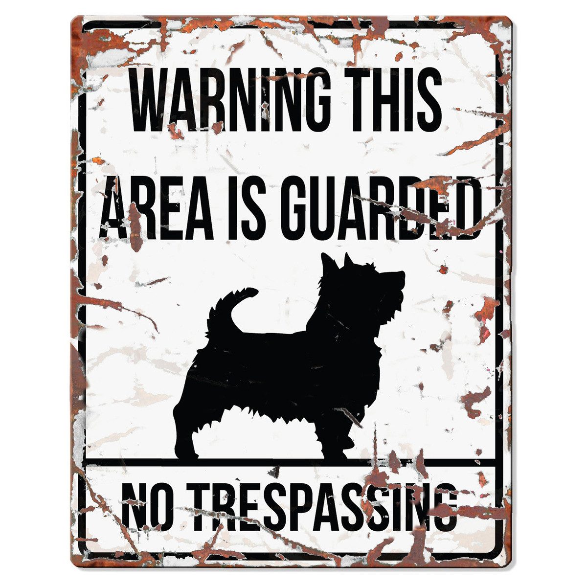 D&D Warnschild Warnschild Square Terrier Englisch weiß
