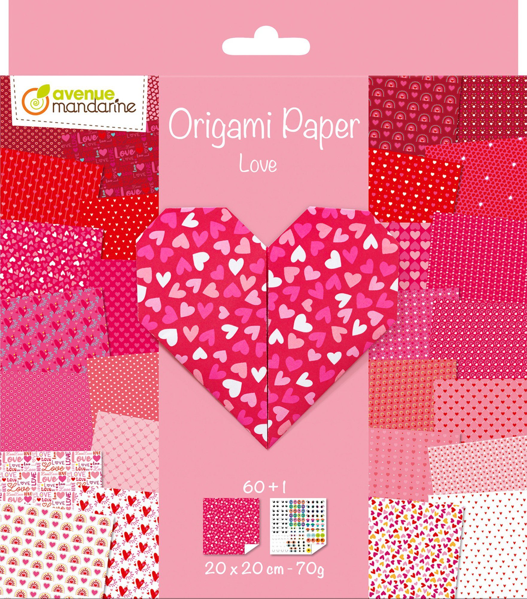 Avenue Mandarine Kraftpapier Faltpapier-Sortiment Paper Love, 60 Bögen