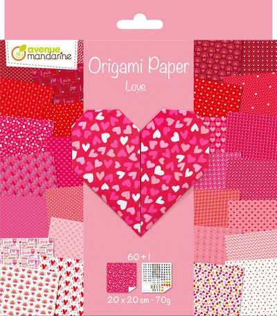 Avenue Mandarine Kraftpapier Faltpapier-Sortiment Paper Love, 60 Bogen