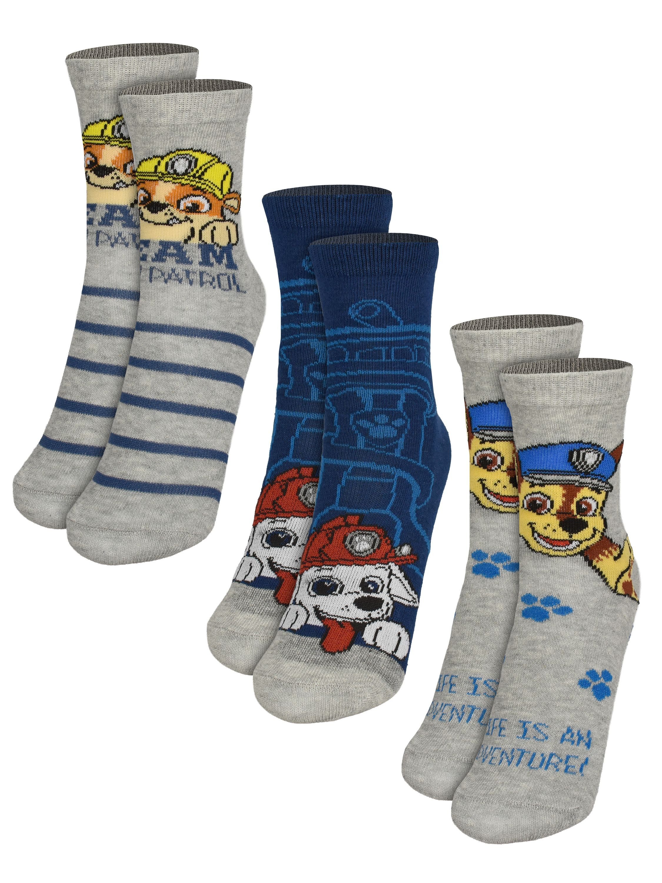 Socken Paw Patrol Socken Chase, Marshall & Rubble Strümpfe (3er Pack)