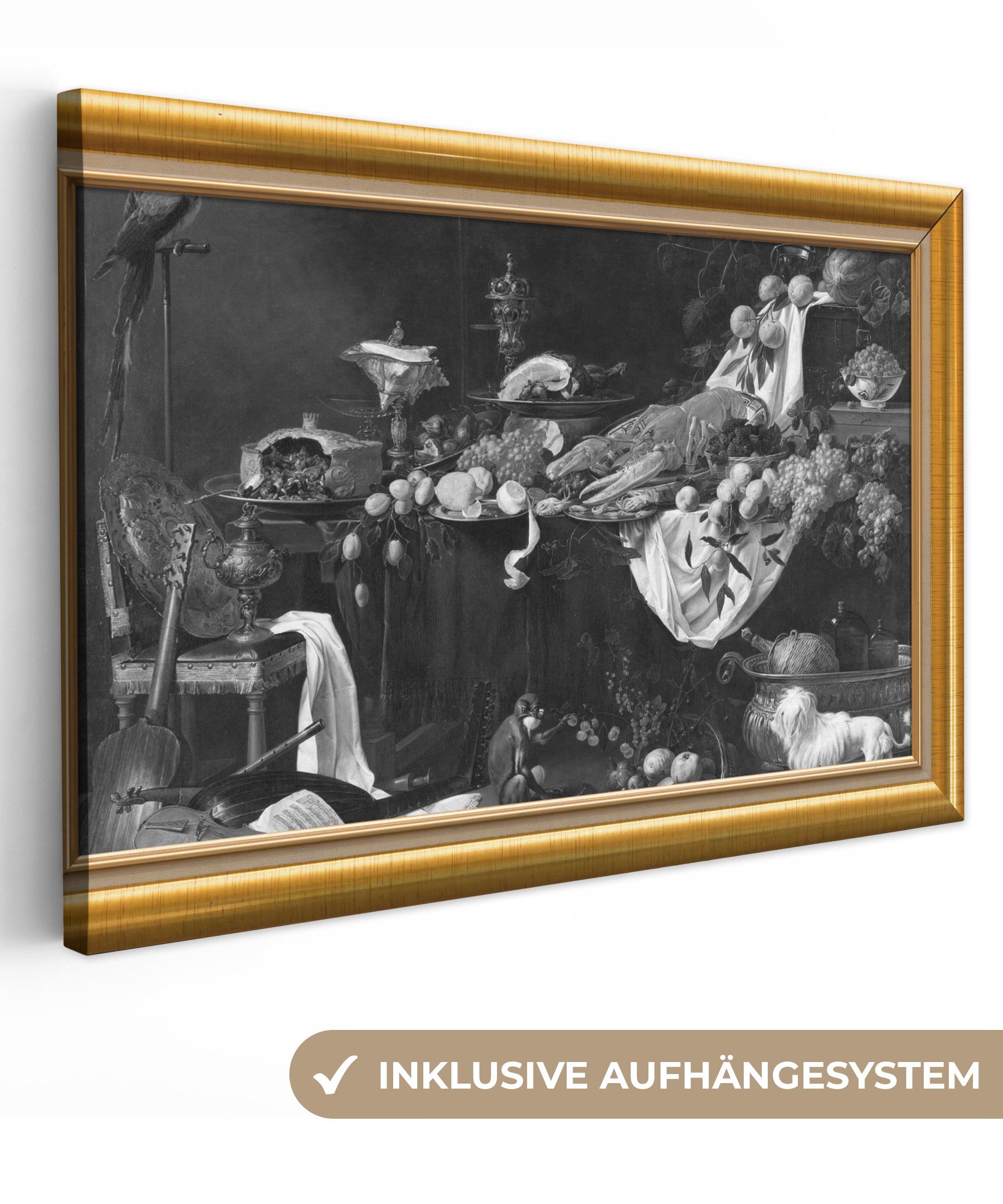 OneMillionCanvasses® Leinwandbild Stilleben - Maler - Liste - Gold, (1 St), Wandbild Leinwandbilder, Aufhängefertig, Wanddeko, 30x20 cm