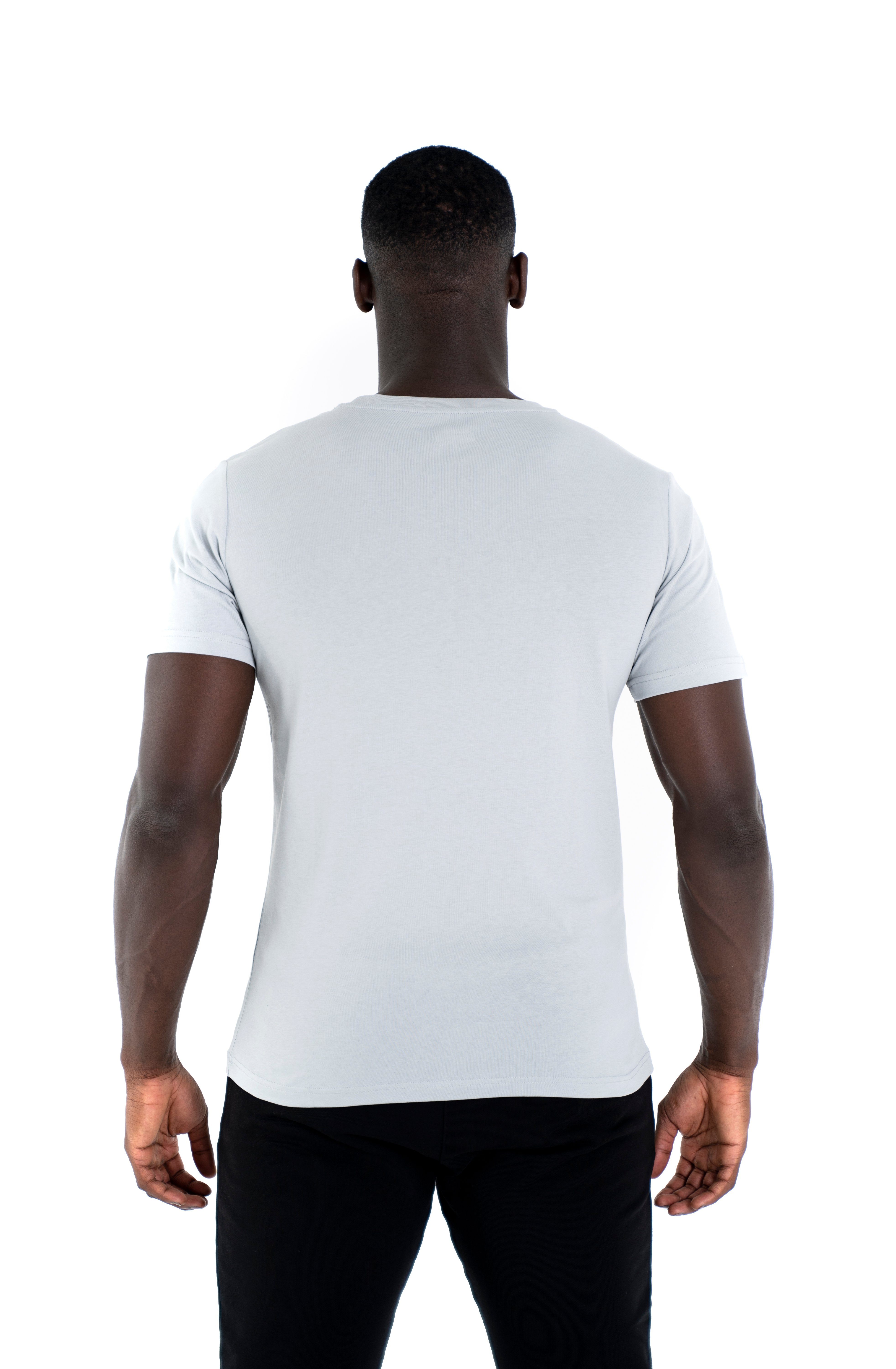 Baumwoll grau Modern Shirt Sportwear 100% Cotton Rundhalsausschnitt, T-Shirt C-Neck Universum