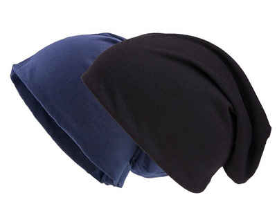shenky Jerseymütze Doppelpack Beanie Mützen in verschiedenen Farben (Long Beanie, 2er Set) elastisch
