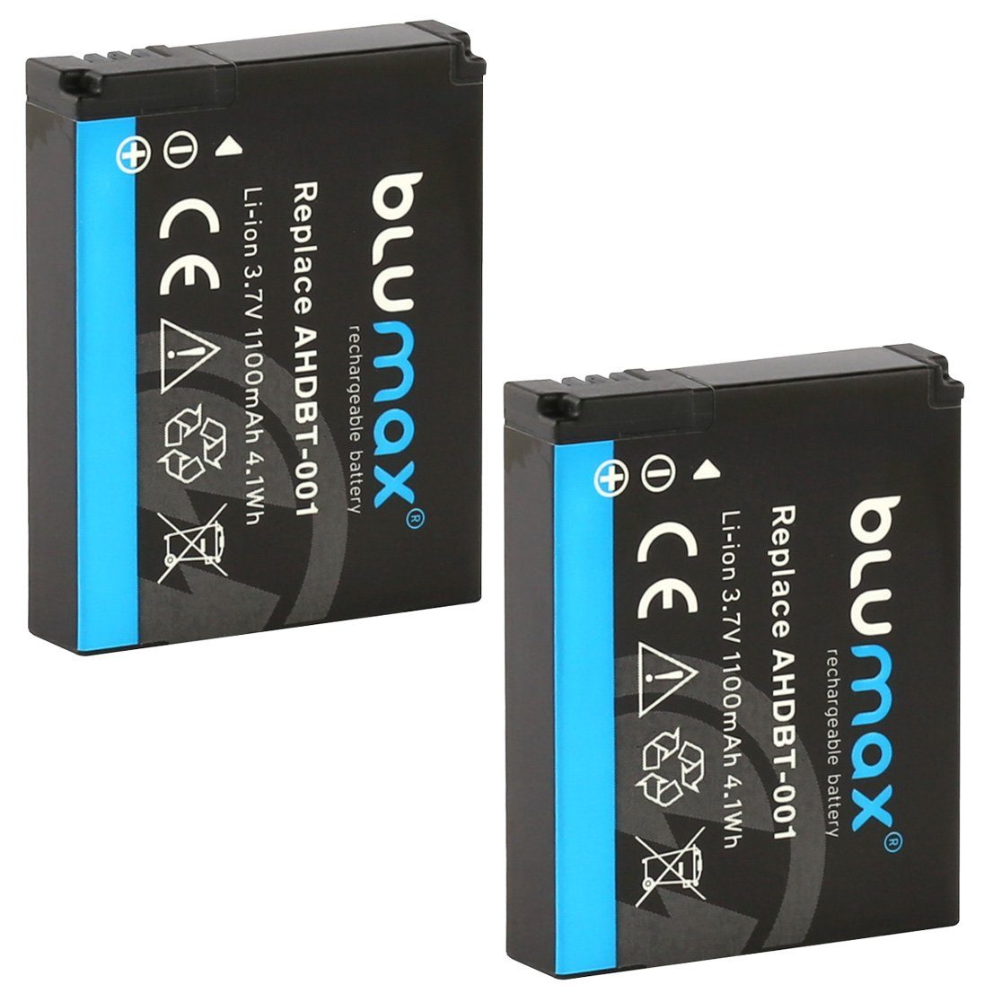 HERO 2x HD 1100 - AHDBT-001 mAh ABPAK-001, (3,7V) Blumax Kamera-Akku