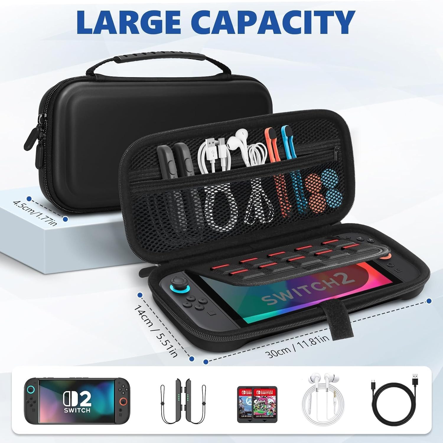 MSM Nintendo-Schutzhülle Hülle für Nintendo Switch 2 Trage Tasche mit 12 Spielkartenfächern