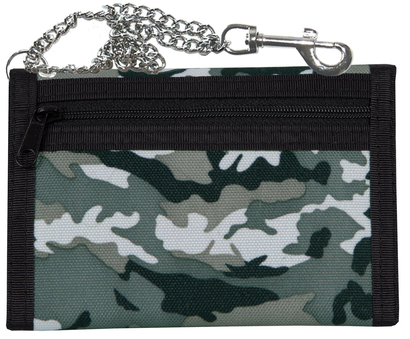 für Geldbörse Kette mit Kette Camo Rudeboy Kinder, Wallet Karabiner Ice verchromte Stylee Classic und Klettverschluß u. mit Erwachsene