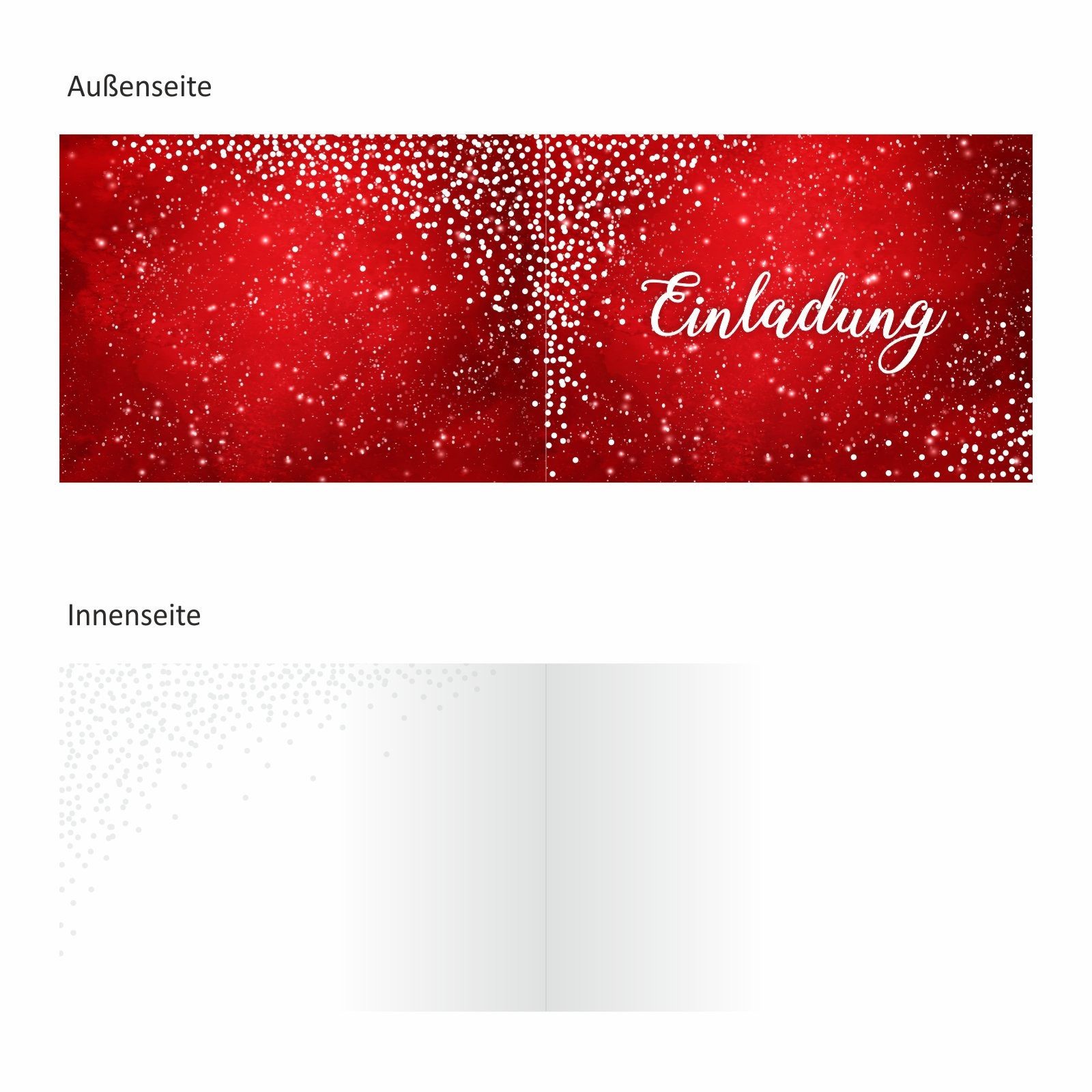 nikima Einladungskarten 10 Klapp-Einladungskarten Rot Glitzer inkl. 10 weißen Briefumschlägen