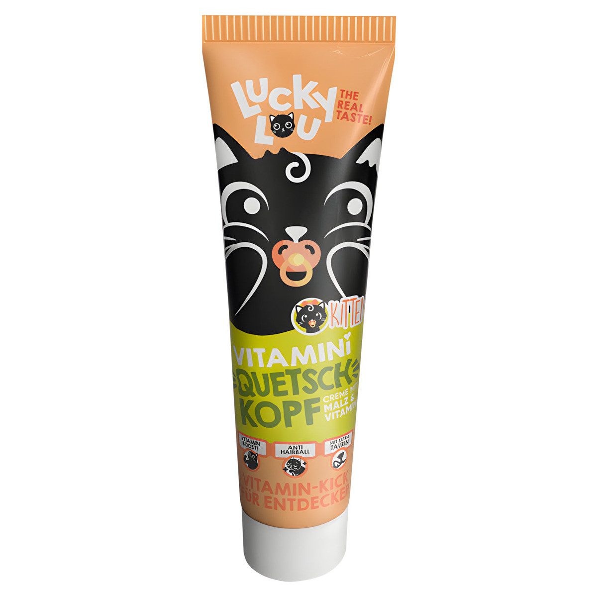 Lucky Lou Quetschkopf Malz + Vitamine Kitten 100 g, Snack für: Katze