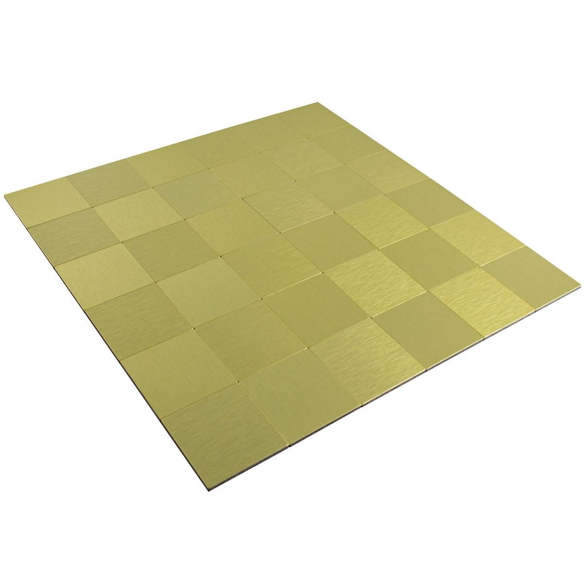 Mosafil Mosaikfliesen Mosaikfliesen Metall Selbstklebend Vryburg Gold Quadrat 48, Metall-Aluminium 30.500x30.500, gold