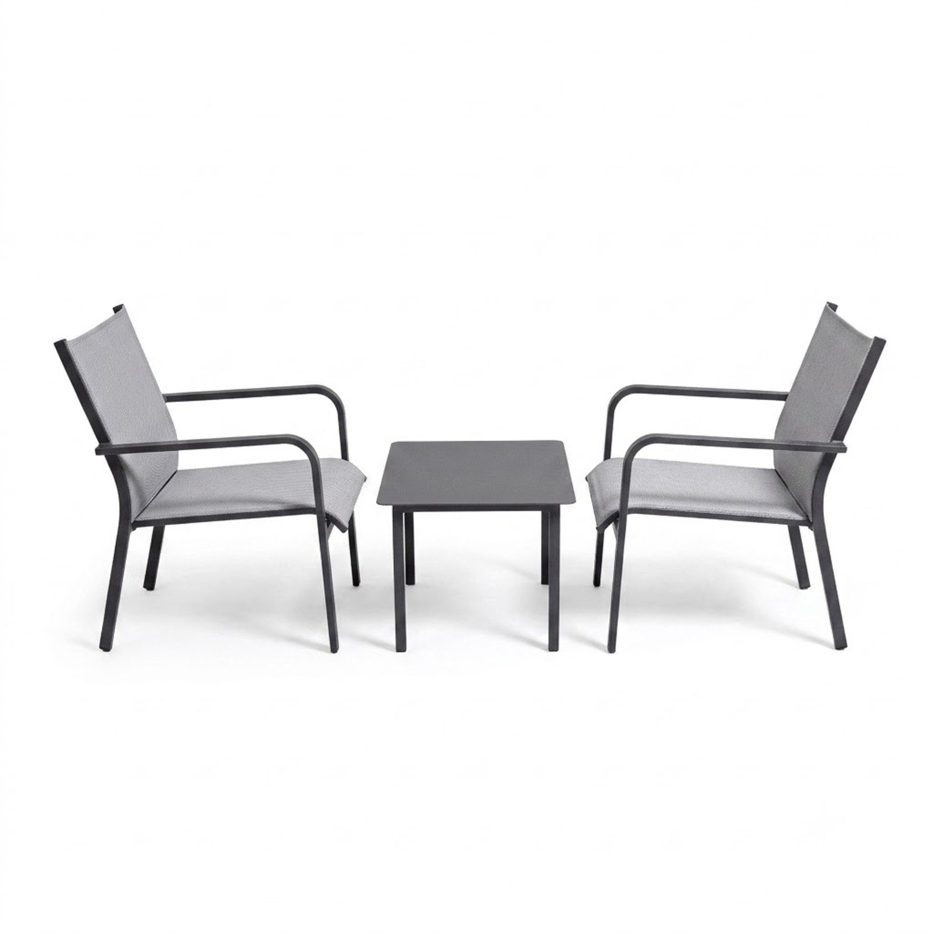 Jati & Kebon Gartenlounge-Set Dransy, Outdoor-Set, (2 Loungesessel & 1 Loungetisch, 3-tlg), für 2 Personen, Aluminium & Textilgewebe, wetterfest & pflegeleicht