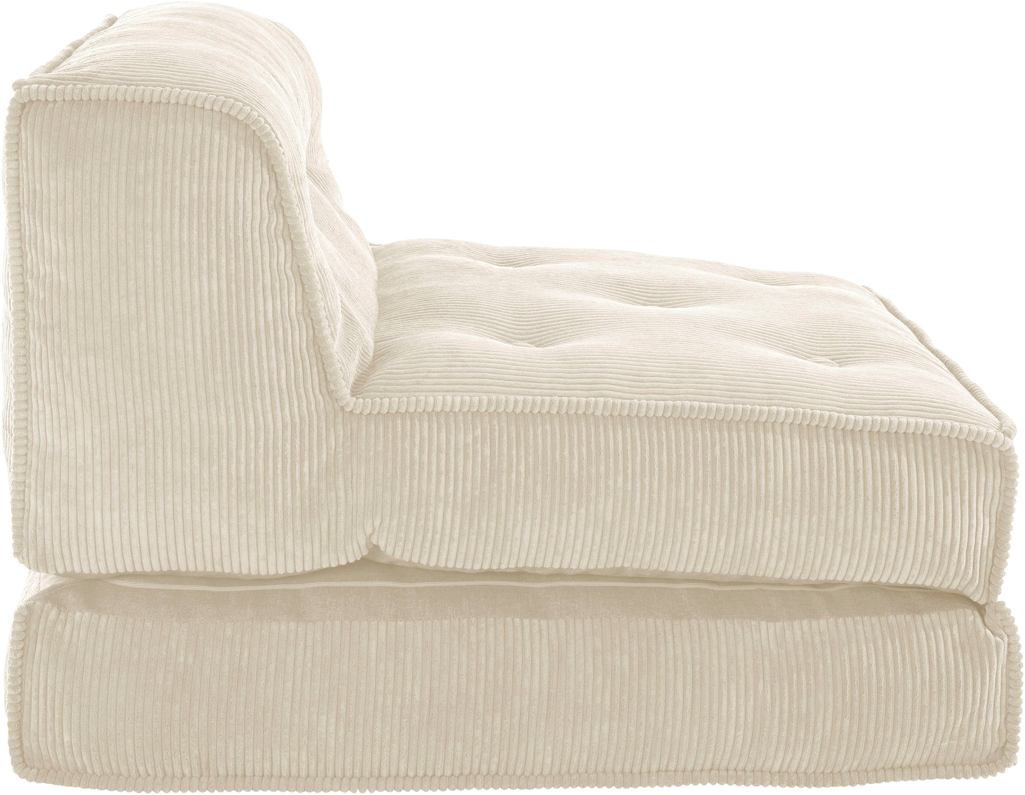 INOSIGN Sessel Pia, 2 Größen, mit in Schlaffunktion, Loungesessel creme | Pouf-Funktion. creme aus Cord, | creme