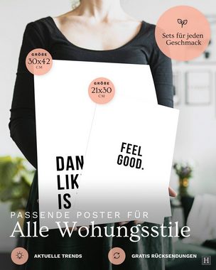 Heimlich Poster Set als Wohnzimmer Deko, Bilder DINA3 & DINA4, Feel Good, Sprüche & Texte