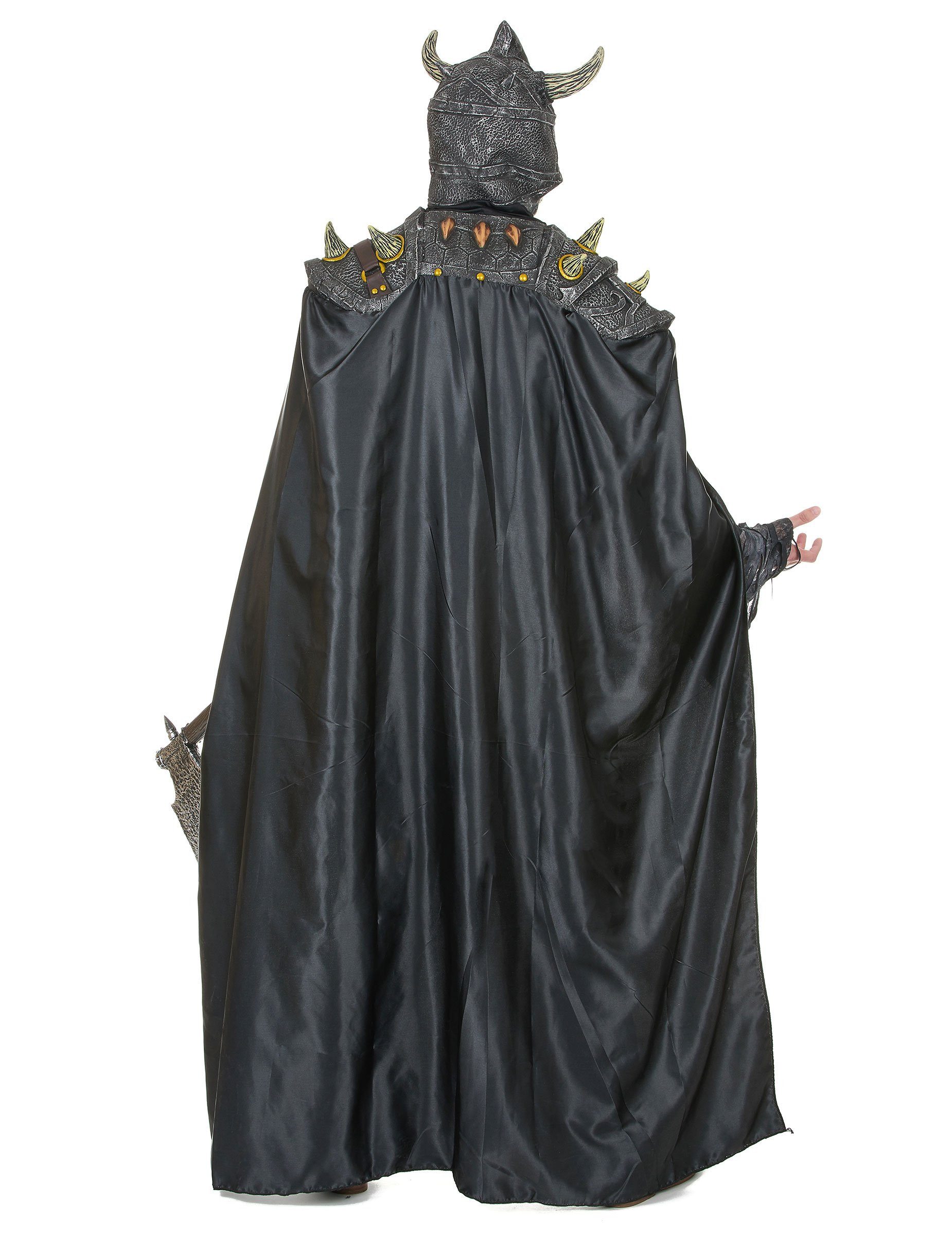 JADEO Kostüm Skelett-Krieger Halloween Latex-Maske Totenkopf grau-schwarz